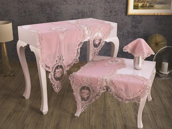 Ensemble de salon French Laced Velvet Elite 5 pièces poudre