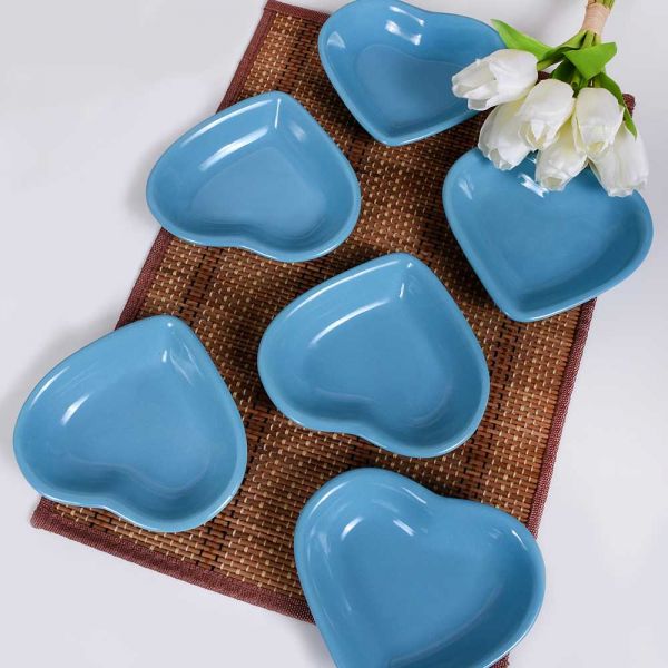 Turkuaz Kalp Çerezlik Sosluk 6 Adet 14 cm | Keramika