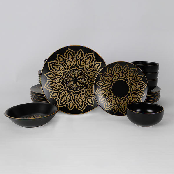 special sale Topkapı Matte Black Dinner Set 24 Pieces for 6 Persons | Keramika