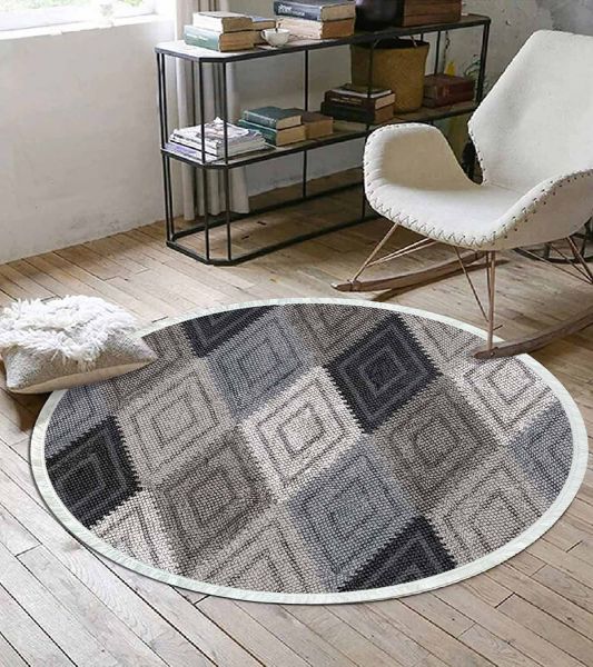 Birkilim Yuvarlak Yıkanabilir Dekoratif Halı İpeksi Kaymaz Taban | MLN-IP-YU-HT-121