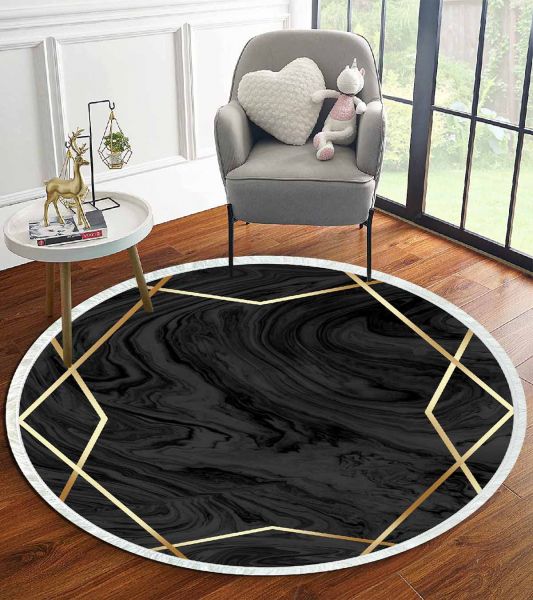 Birkilim Yuvarlak Yıkanabilir Dekoratif Halı İpeksi Kaymaz Taban | MLN-IP-YU-HT-1098