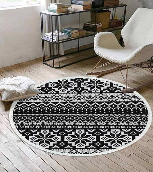 Birkilim Yuvarlak Yıkanabilir Dekoratif Halı İpeksi Kaymaz Taban | MLN-IP-YU-HT-216