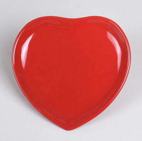 Red Heart Service Plate 25 cm 2 pieces | Keramika