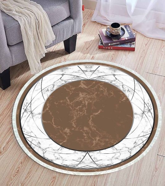 Birkilim Yuvarlak Yıkanabilir Dekoratif Halı İpeksi Kaymaz Taban | MLN-IP-YU-HT-657