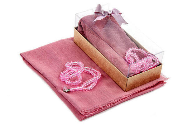 Mevlid Gift Set - Rosary - Covered - Pink Color