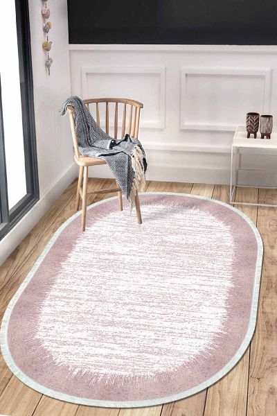 Birkilim Oval Yıkanabilir İpeksi Kaymaz Taban Dekoratif Halı | MLN-IP-O-HT-509