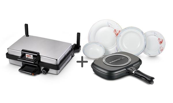 Silex Gümüş Izgara Makinesi & Korkmaz Siesta 48 Parça Yemek Takımı & Korkmaz Duplo Tava