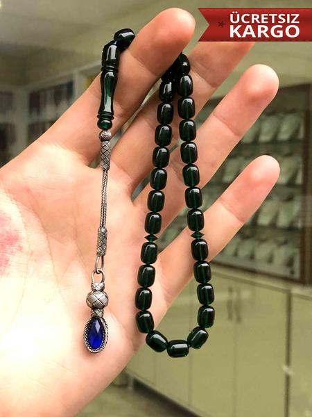 Safir Taşlı Kazaz Püsküllü Ateş Kehribar Tespih,(STOK KODU: 20174295)