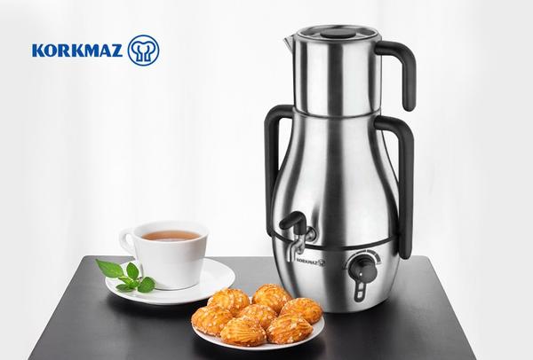 Korkmaz Çaycı 3,9 lt. Elektrikli Semaver Gümüs