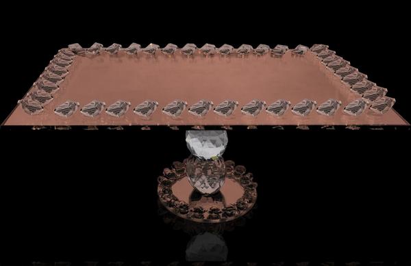 Dematex Kristal Dekoratif Servis Tepsisi | 30x20 cm | Bakır | DTX-DMT-3