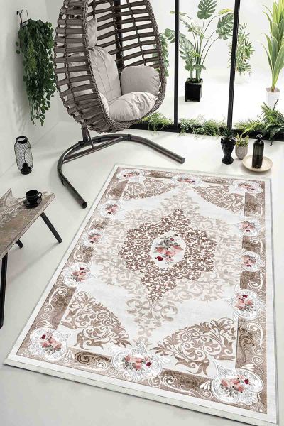 Birkilim Yıkanabilir Dekoratif Halı İpeksi Kaymaz Taban | MLN-IP-HK-058