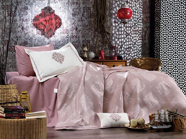 Adenya Tek Kişilik Pike Takımı Pudra