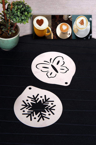 Queen's Kitchen | Lüx 2 Adet Pasta/Kahve Süsleme Şablonu