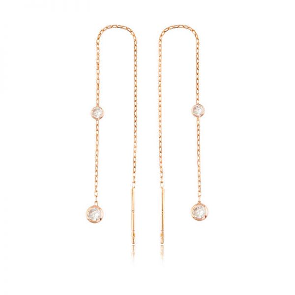 Gümüş Zincirli Beyaz Taşlı Küpe