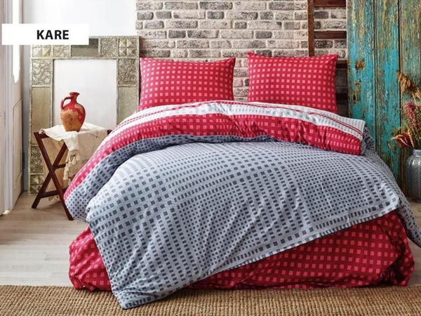 Kare Çift Kişilik Nevresim Takımı Kırmızı