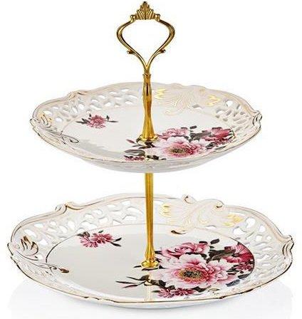 Neva Dantel's Exklusiv 2 Katlı Servis Tabağı Sylvia Porselen | N542