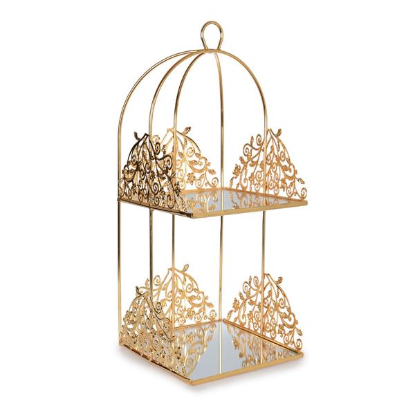 K0295G 2 KATLI KARE KAFES SUNUMLUK 18*18 CM |IPEK-HLV034