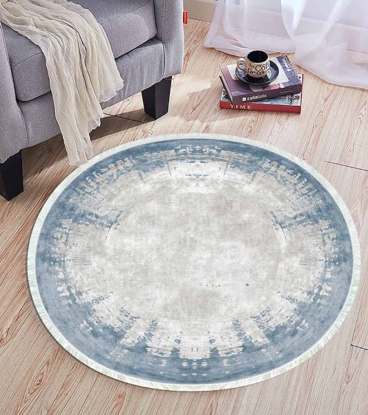 Birkilim Yuvarlak Yıkanabilir Dekoratif Halı İpeksi Kaymaz Taban | MLN-IP-YU-HT-495