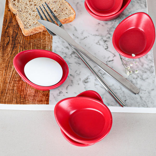 Flauschiger mattroter Eierhalter 8 cm 6 Stück | Keramika