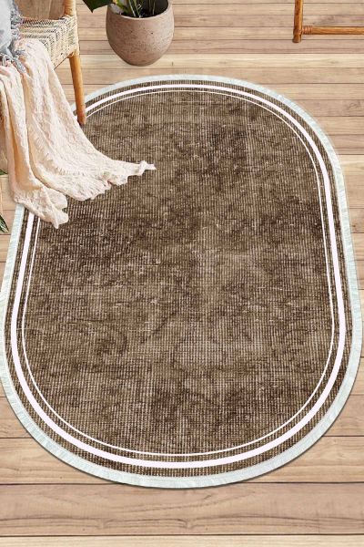 Birkilim Oval Yıkanabilir İpeksi Kaymaz Taban Dekoratif Halı | MLN-IP-O-SD-244