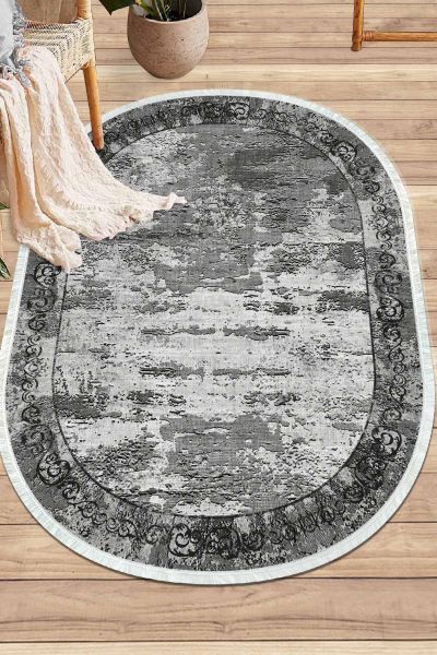 Birkilim Oval Yıkanabilir İpeksi Kaymaz Taban Dekoratif Halı | MLN-IP-O-SD-309