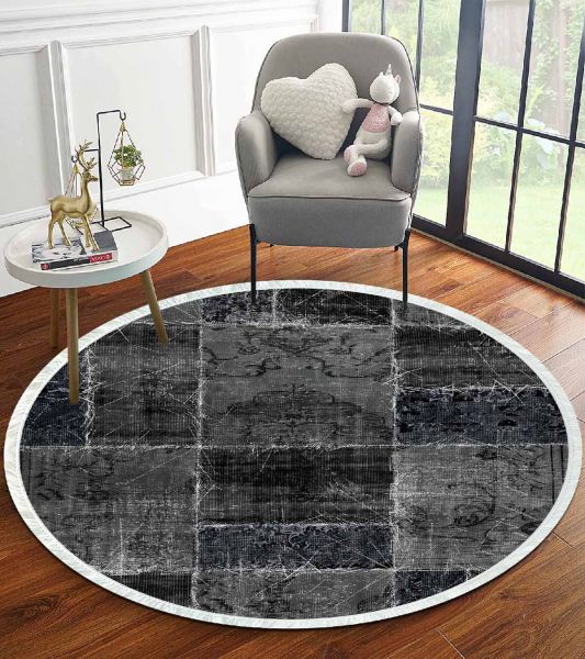 Birkilim Yuvarlak Yıkanabilir Dekoratif Halı İpeksi Kaymaz Taban | MLN-IP-YU-HT-922