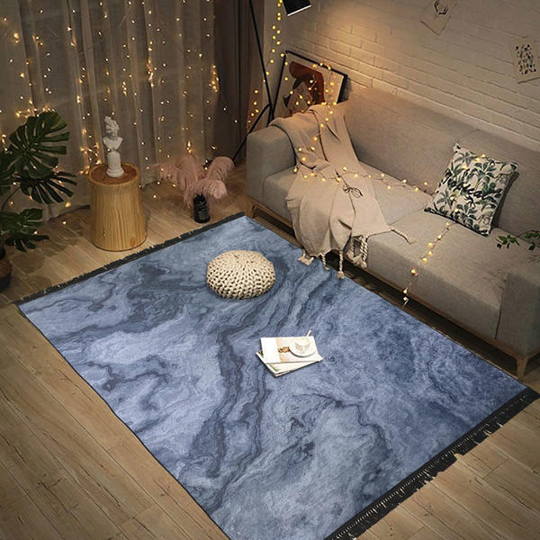 Siela Waschbarer Gemusterter Teppich | Schwarz | 1812-siyah