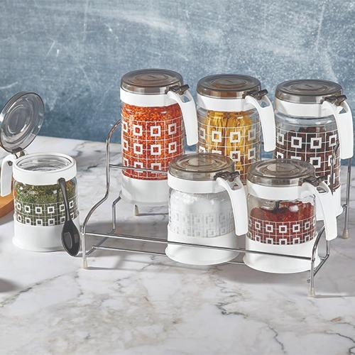 Bayev HN-2502 6 Lı Karetik Kulplu Baharatlık Seti - Beyaz