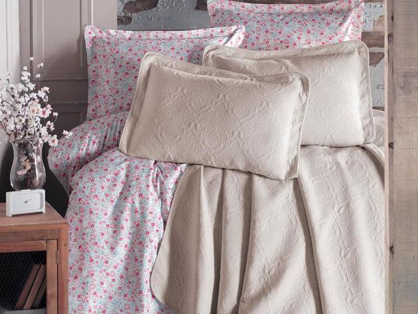 Clasy Matte Çift Kişilik Nevresimli Yatak Örtüsü Bosanti Bej | Clasy