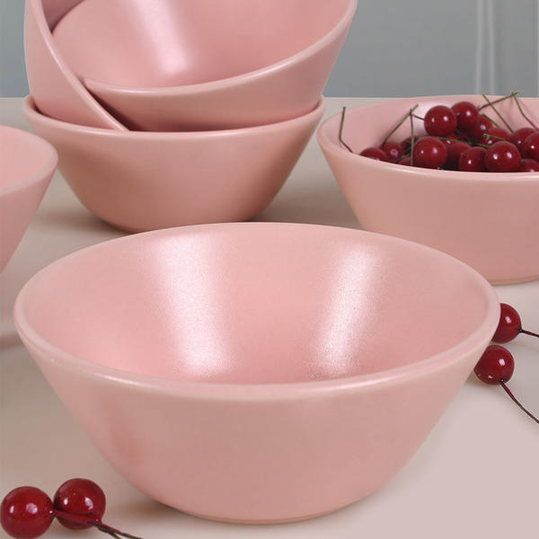 Matte hellrosa hethitische Suppenschüssel 14 cm 6 Stück | Keramika