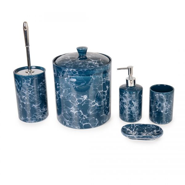 LACIVERT MARBLE PATTERNED 5-L BATHROOM SET | IPEK-SRB609