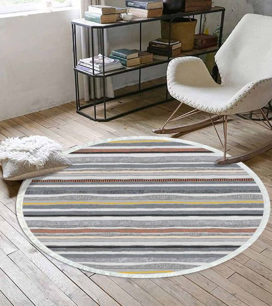 Birkilim Yuvarlak Yıkanabilir Dekoratif Halı İpeksi Kaymaz Taban | MLN-IP-YU-HT-263