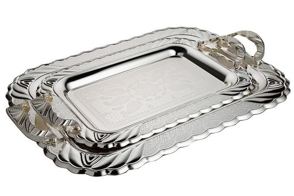 Bavary | 2li Tepsi Seti | Metal | Gümüş | By-2212al-2s-mh65