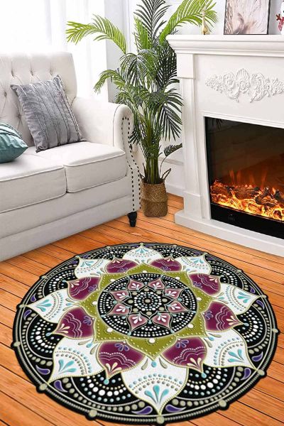 Birkilim Yuvarlak Yıkanabilir Dekoratif Halı İpeksi Kaymaz Taban | MLN-IP-HT-1608