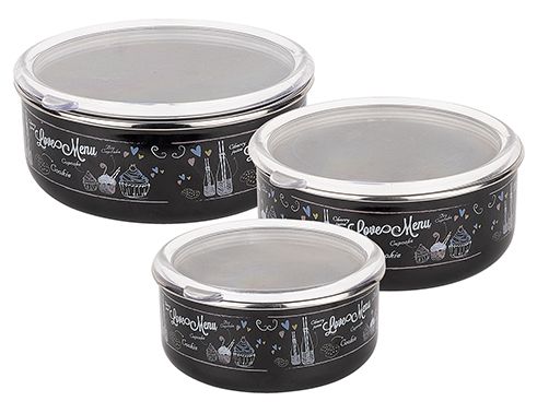 Tantitoni | Vintage Love Emaye 3 Adet Saklama Kabı Seti 14-16-18 cm