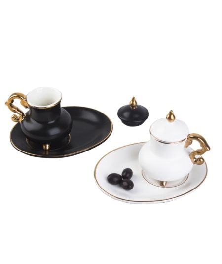 اكار | طقم فناجين قهوة بورسلين مكون من 6 أفراد مع غطاء