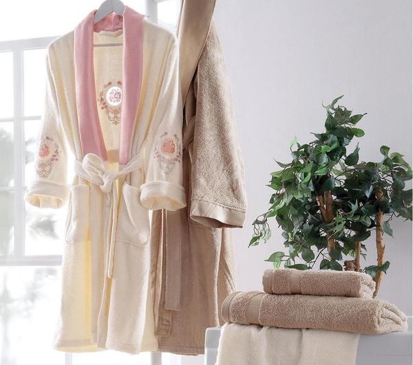 Taç Flora Aile Bornoz Seti Bamboo 6 Parça