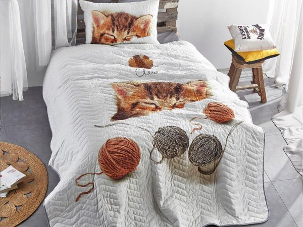 Couvre-lit simple matelassé Dowry Diyari Wooly Blanc