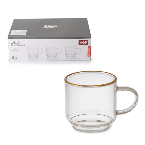 GPB13 BOROSILIKAT CAM 6LI MINI KUPA MET. ALTIN 120 cc |IPEK-13516MA