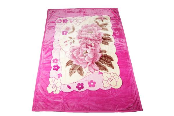 Almina Yün Battaniye Gül Desenli Pembe | AL-2