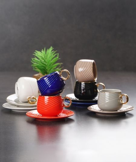 Porselen 6 Li Kahve Fincan Takimi 90 Ml