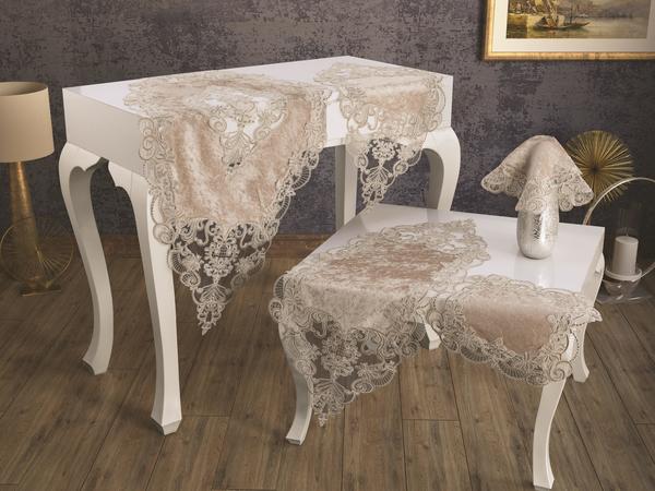 Velvet Cinar Wohnzimmer Set 5 Stück Cappucino