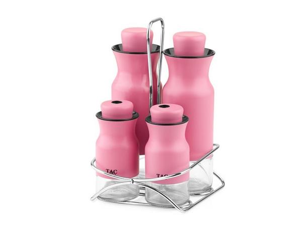 Taç Mia 5 Parça Standlı Baharatlık | Pembe | TAC-7031