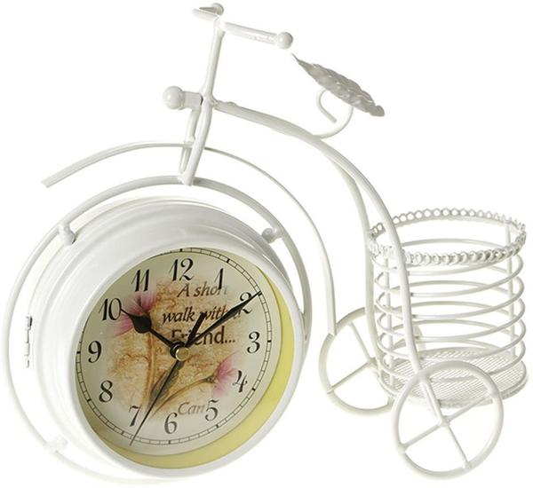 Elite Bisiklet Tasarımlı Masa Saati 25x29cm | Beyaz & Yeşil | ER2385-W