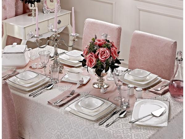 Taç Mühr-ü Sedef Mim 85 Parça Yemek Takımı | Kare | 12 Kişilik | TAC-2056