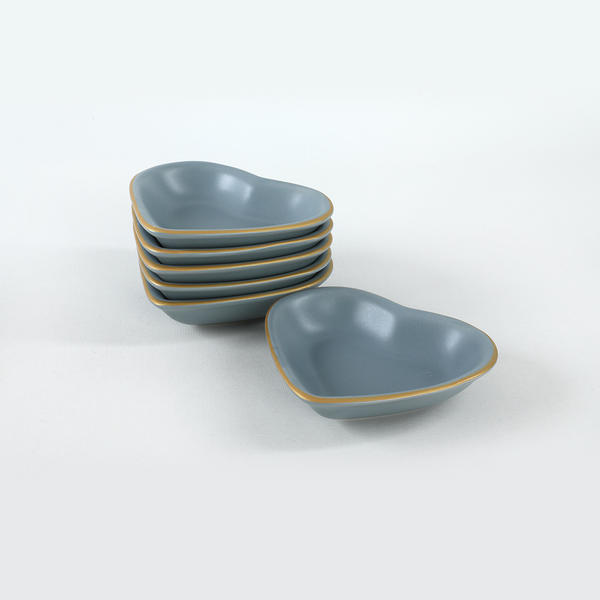 سناك قلب ذهبي رمادي غير لامع 14 سم 6 قطع - 624 | كيراميكا