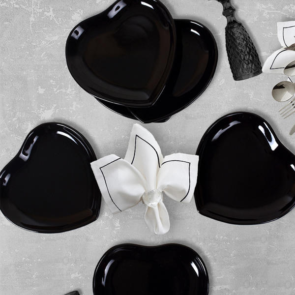 Black Heart Service Plate 25 Cm 6 Pieces | Keramika