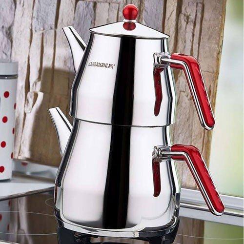 Kahramanlar Orta Boy Çaydanlık 3.1 Litre | Gümüş Kırmızı