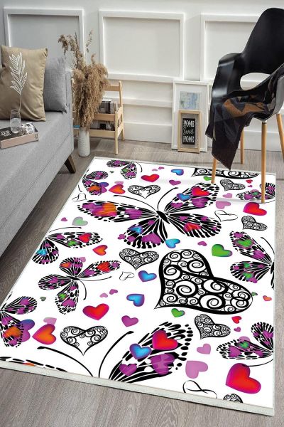 Birkilim Yıkanabilir Dekoratif Halı İpeksi Kaymaz Taban | MLN-IP-HS-496