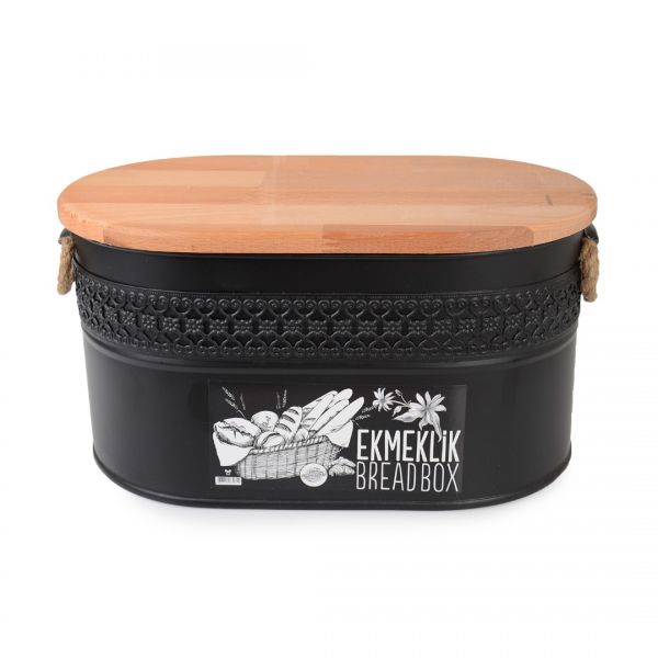 953S SCHWARZER HOLZDECKEL OVALES METALLBROT | SILK-YLD008